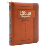 Bíblia Pequena Com Ziper RC Capa Marrom
