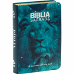 Bíblia Pequena de Bolso 13cm NAA Capa Semiflexível Leão Azul