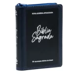 Bíblia Sagrada NAA Letra Maior Com Zíper Azul e Preta